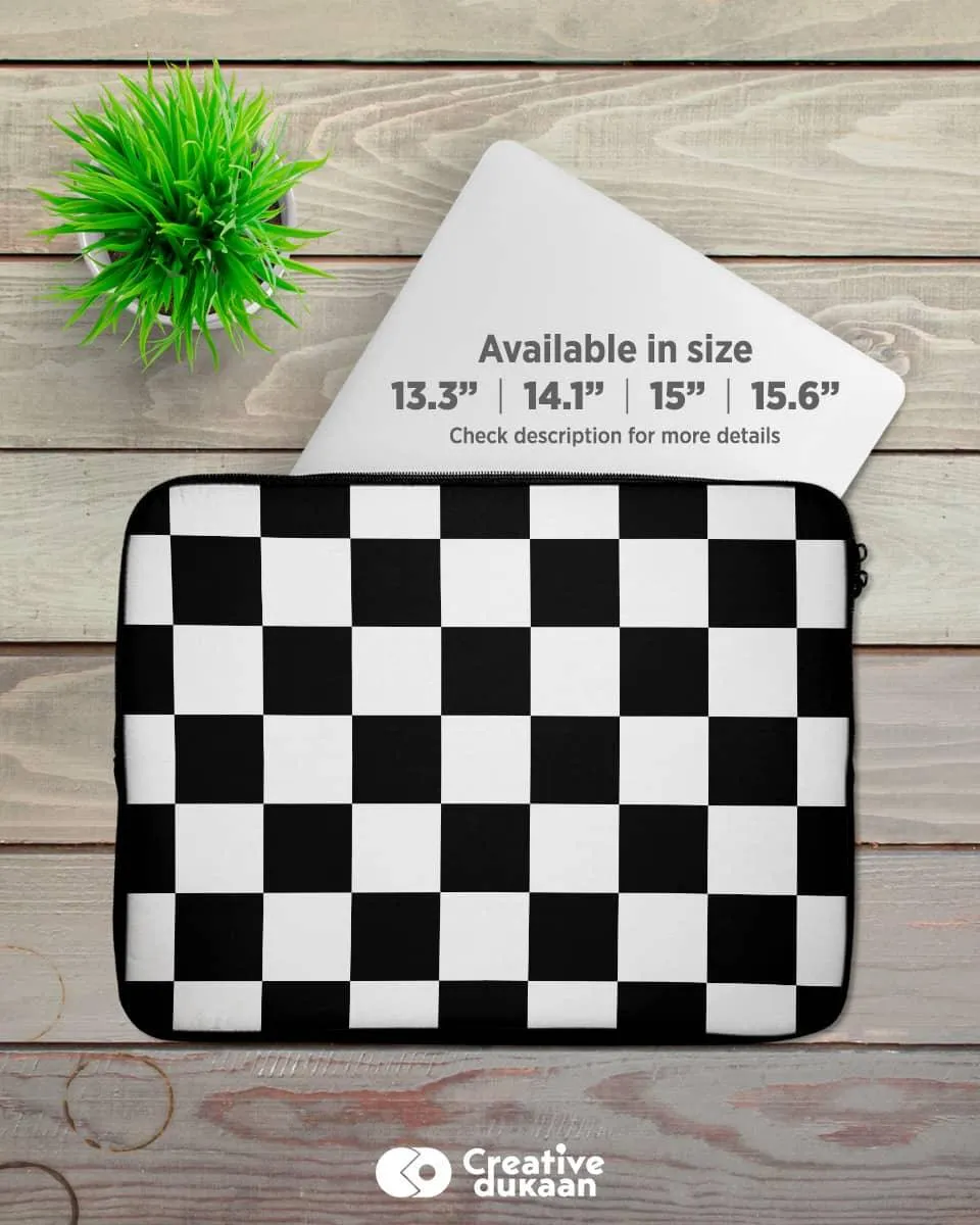 Chessboard Laptop Cover With Black & White Colour