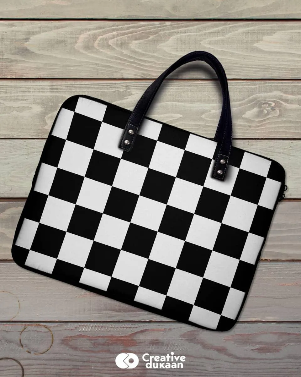 Chessboard Laptop Cover With Black & White Colour