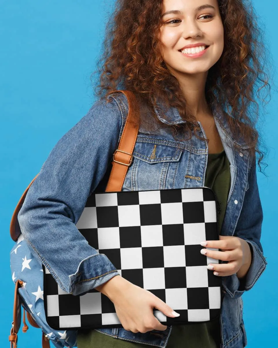 Chessboard Laptop Cover With Black & White Colour