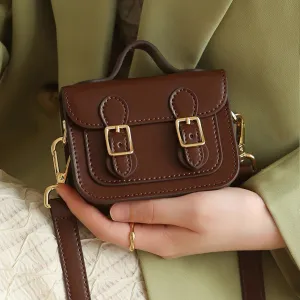 Chic Womens Mini Satchel Crossbody Bag Lipstick Bag Brown Shoulder Bag