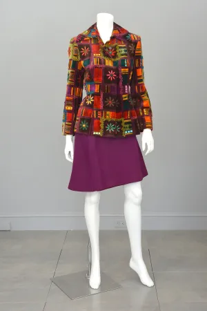 Christian Lacroix Beaded Patchwork Velvet Jacket Blazer