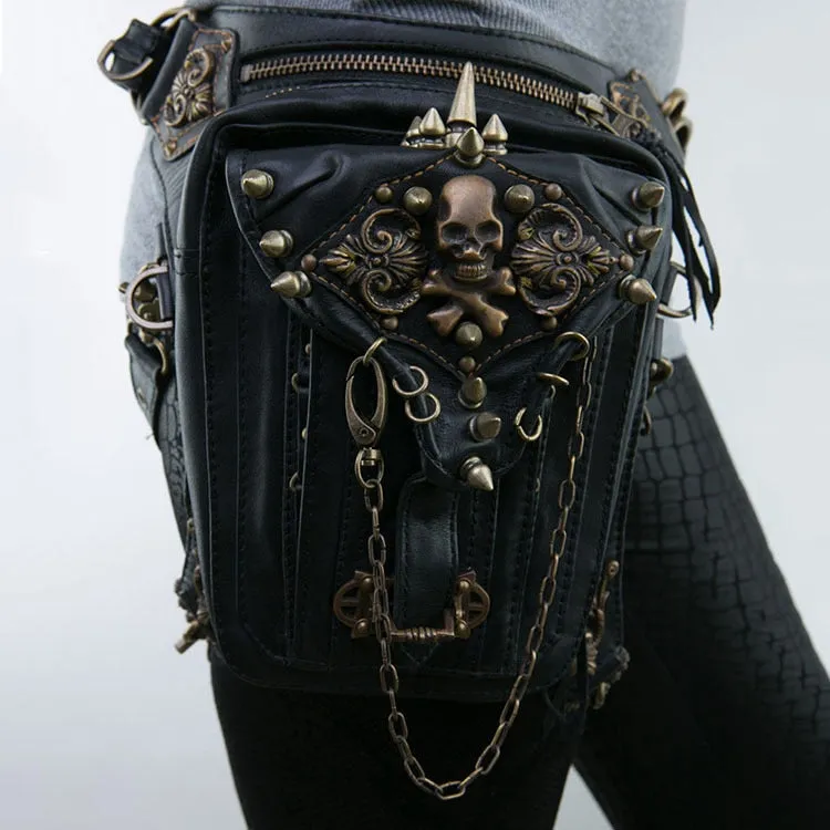 Christmas Gift Motorcycle Steam Punk Waist Leg Hip Belt Banana Messenger Shoulder Bag Mobile Phone Waist Bag Fanny Packs Pack For Women Gothic