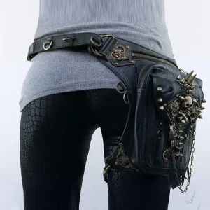 Christmas Gift Motorcycle Steam Punk Waist Leg Hip Belt Banana Messenger Shoulder Bag Mobile Phone Waist Bag Fanny Packs Pack For Women Gothic