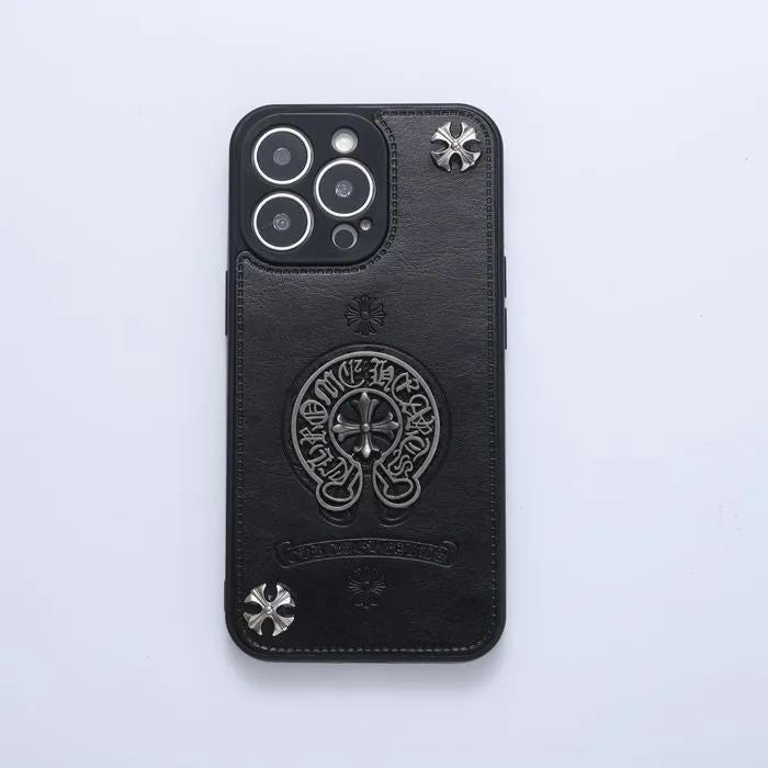 Chrome Hearts Leather Phone Case For IPhone