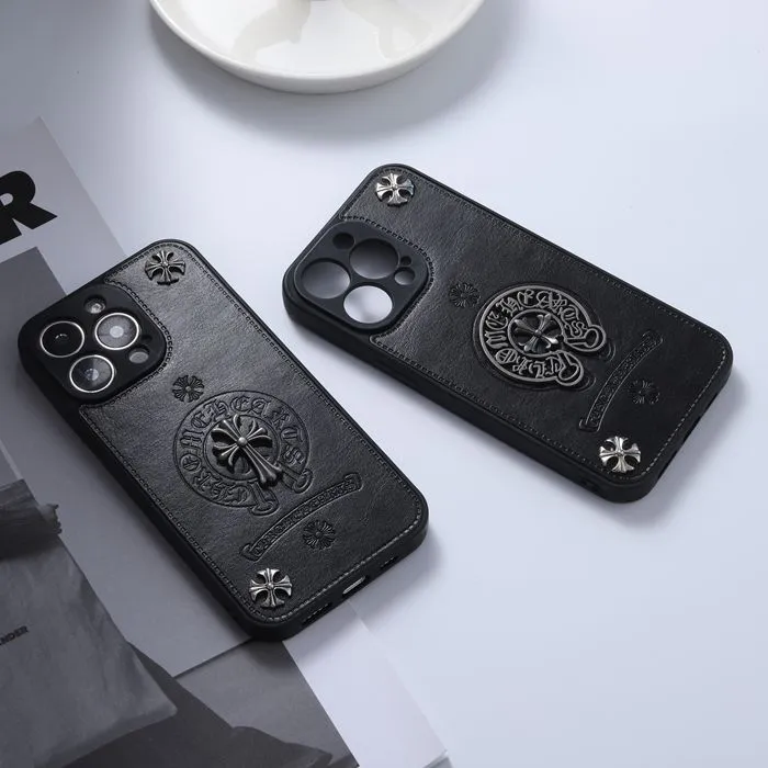 Chrome Hearts Leather Phone Case For IPhone