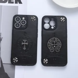 Chrome Hearts Leather Phone Case For IPhone