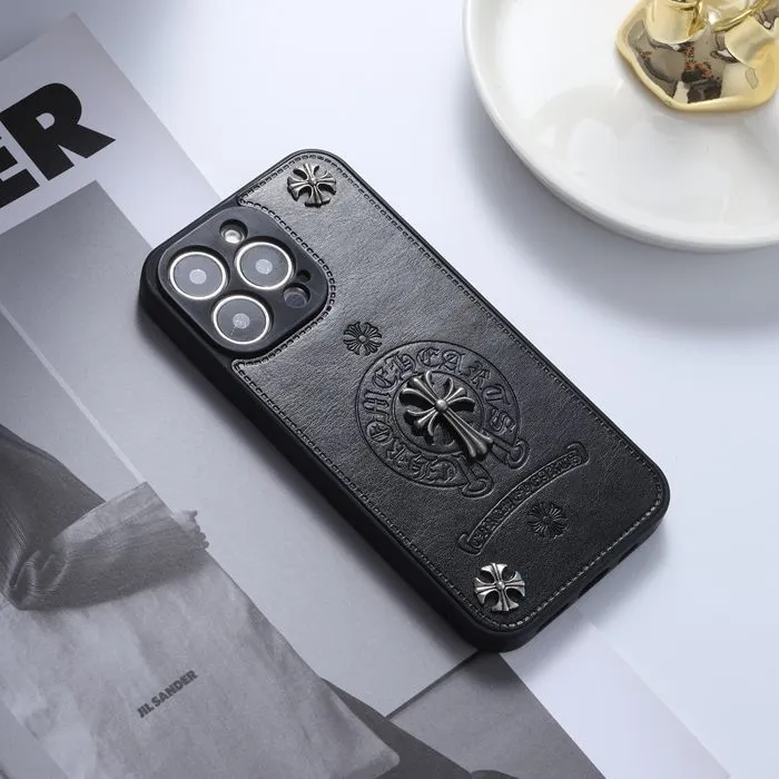 Chrome Hearts Leather Phone Case For IPhone