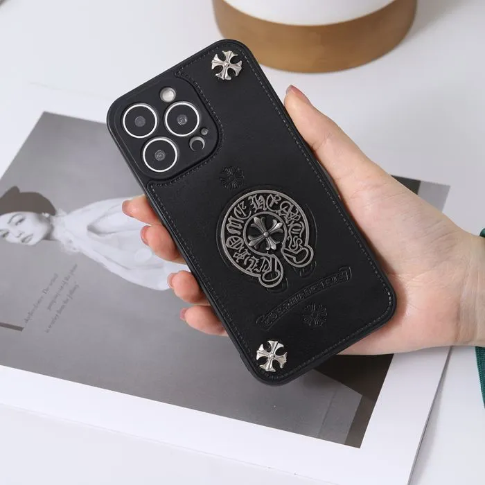 Chrome Hearts Leather Phone Case For IPhone