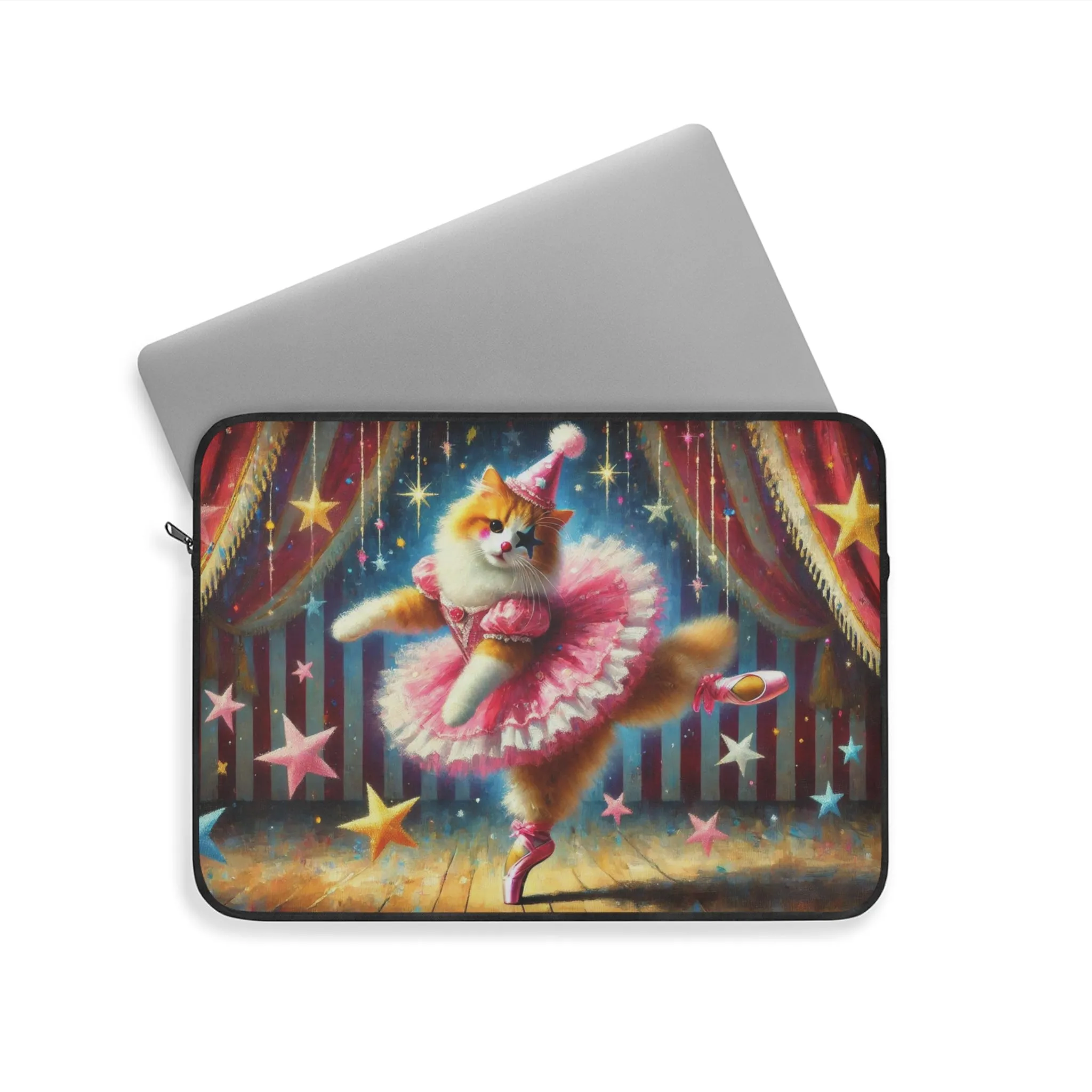 Circus Pink Star Cat Clown - Laptop Sleeve