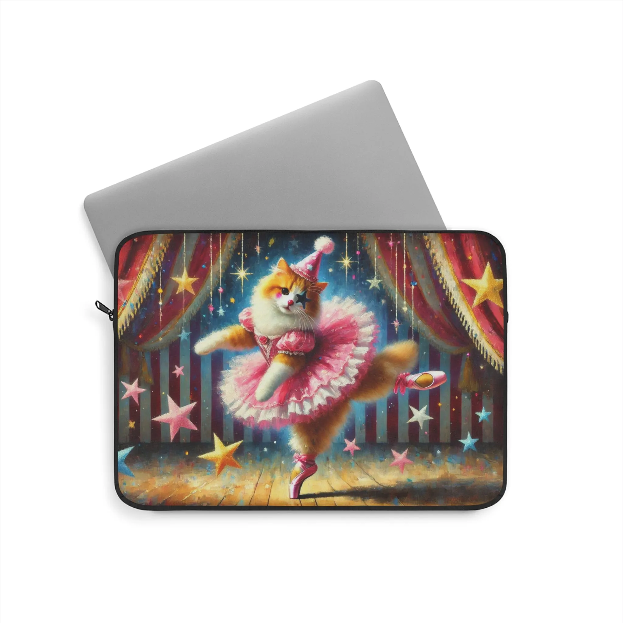 Circus Pink Star Cat Clown - Laptop Sleeve