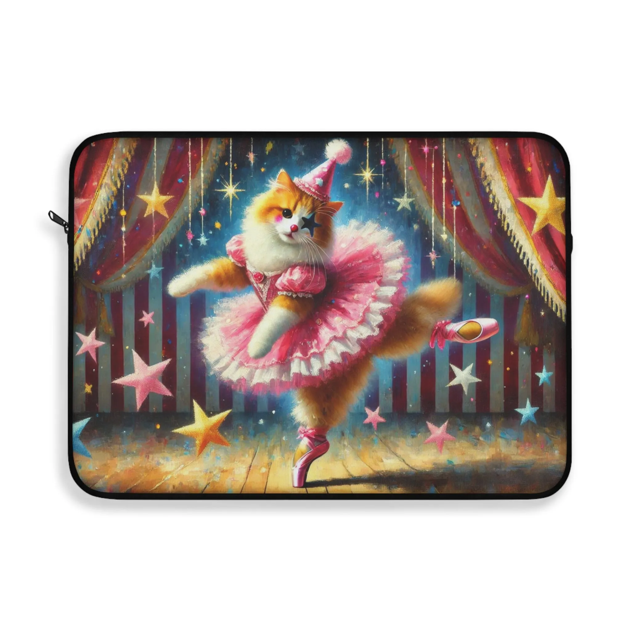 Circus Pink Star Cat Clown - Laptop Sleeve