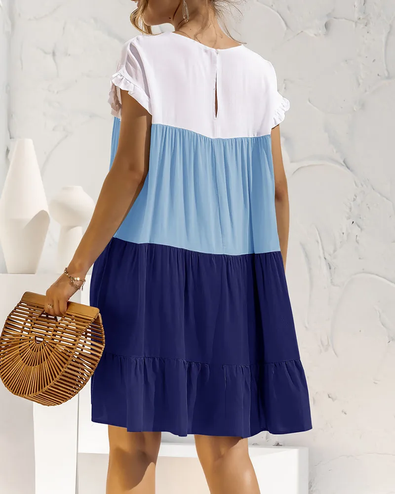 Colorblock Loose Cake Dress