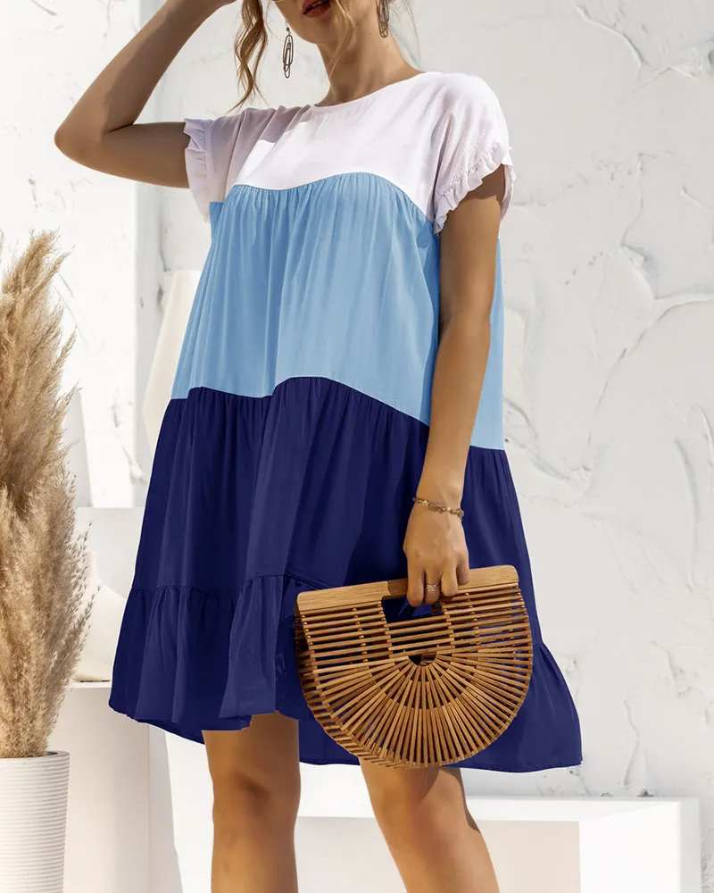 Colorblock Loose Cake Dress