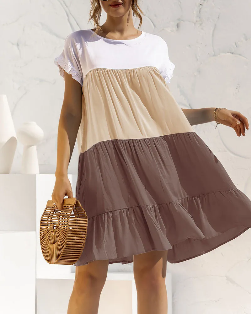 Colorblock Loose Cake Dress