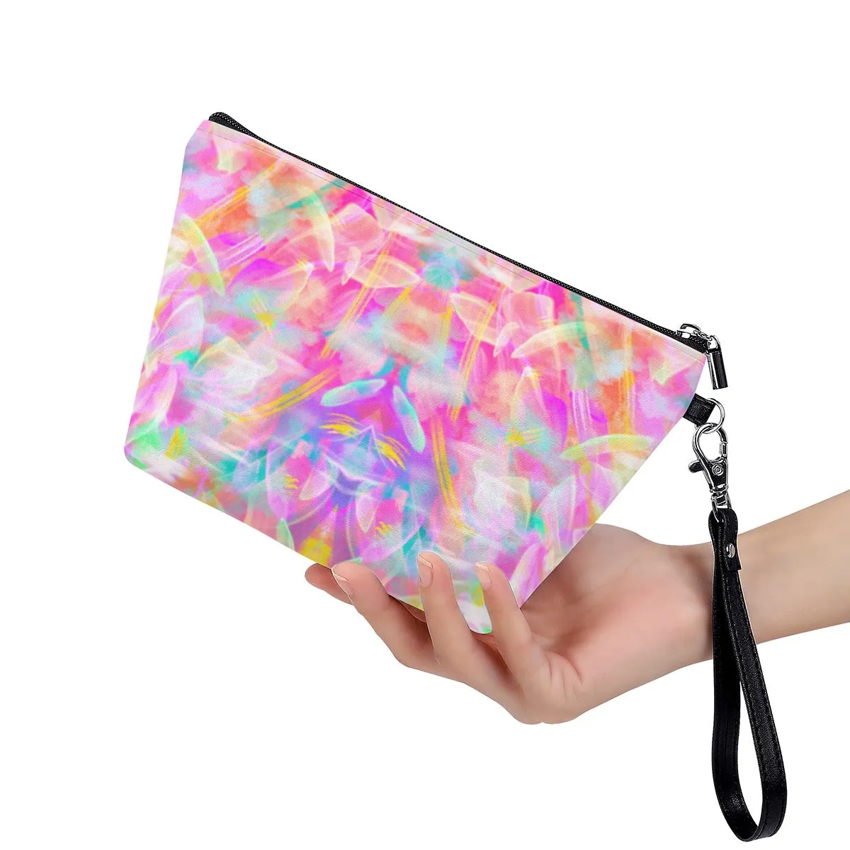 Colourful Whispers Cosmetic Bag With Black Hand Strap (FWS)