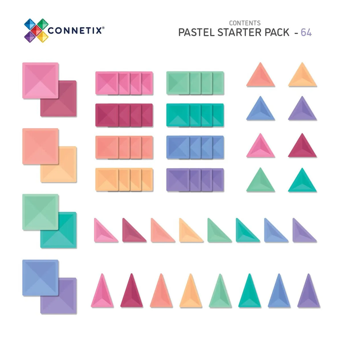 Connetix pastel starter pack 64 piece