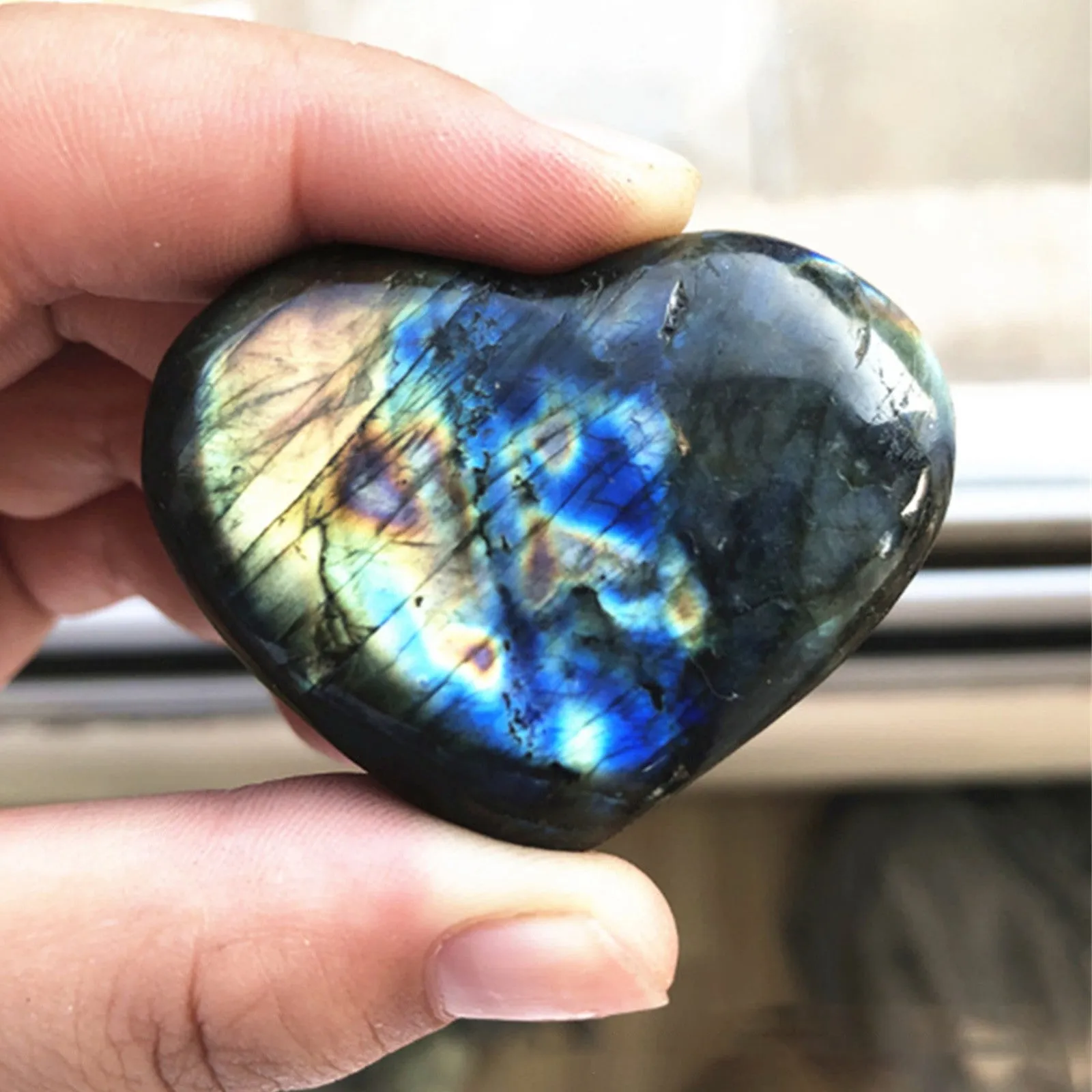 Crystal Labradorite Palm Stone!GORGEOUS!!