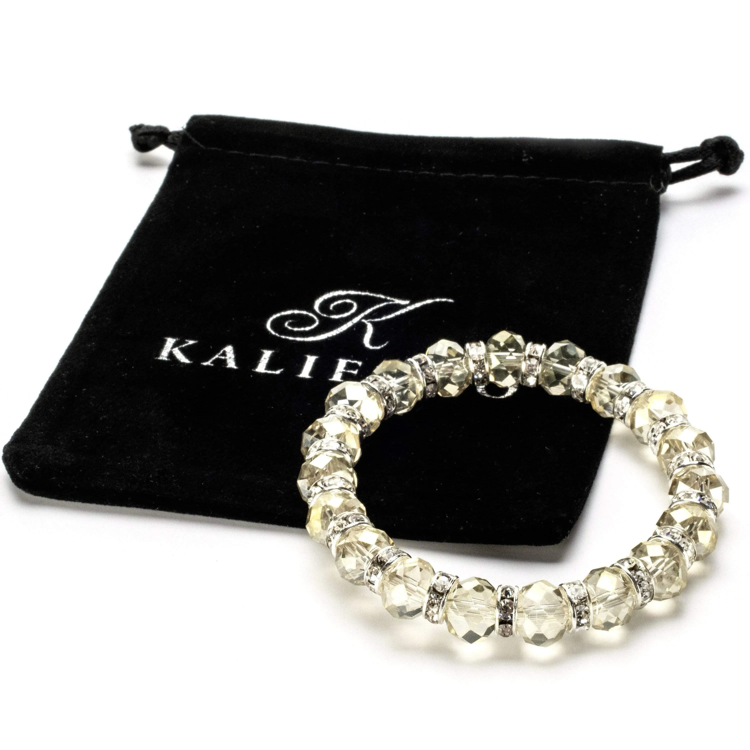 Crystal Silver Shadow Gorgeous Glass Bracelet with Cubic Zirconia Crystals