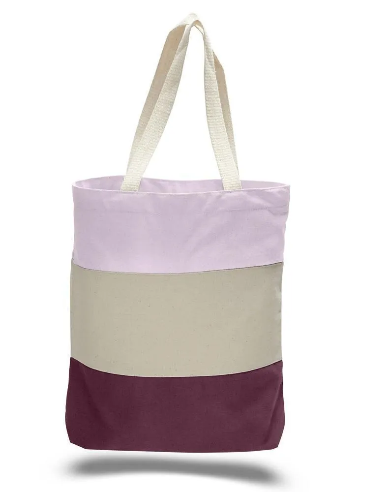 CUSTOM HEAVY CANVAS TOTE BAGS TRI-COLOR