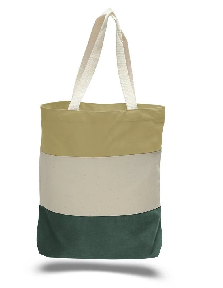 CUSTOM HEAVY CANVAS TOTE BAGS TRI-COLOR