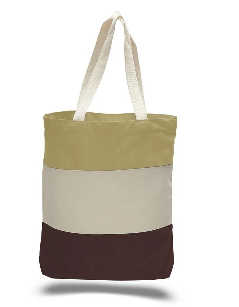 CUSTOM HEAVY CANVAS TOTE BAGS TRI-COLOR