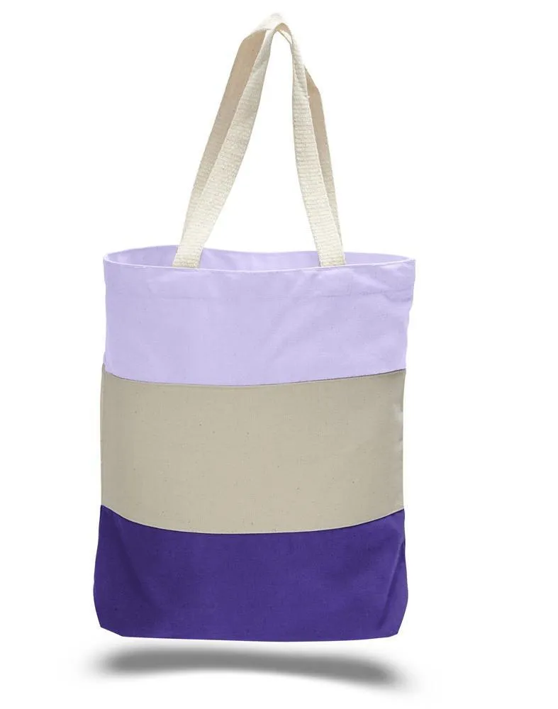 CUSTOM HEAVY CANVAS TOTE BAGS TRI-COLOR