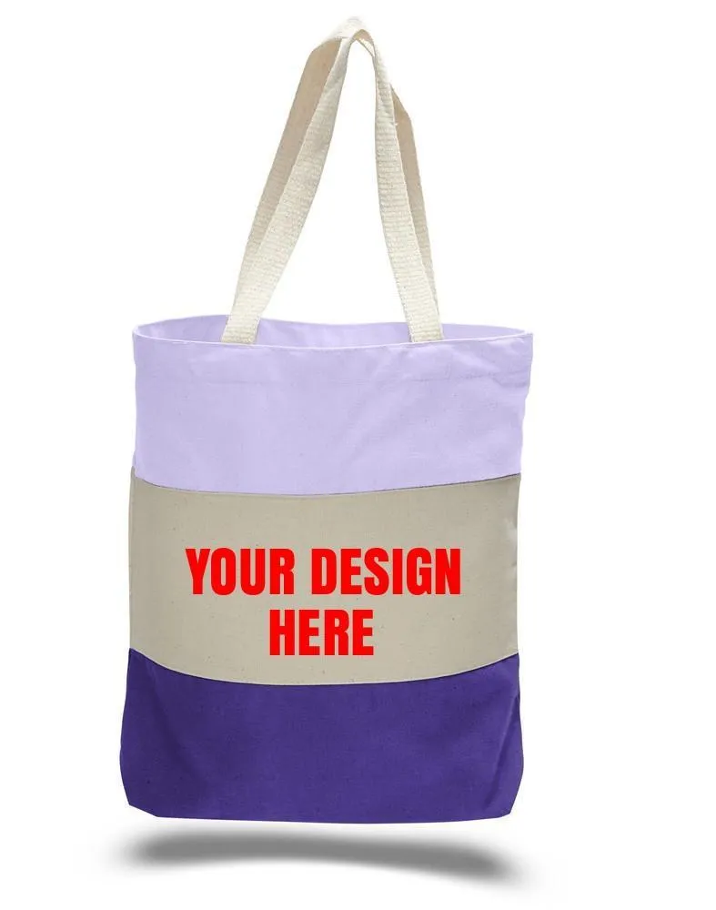 CUSTOM HEAVY CANVAS TOTE BAGS TRI-COLOR