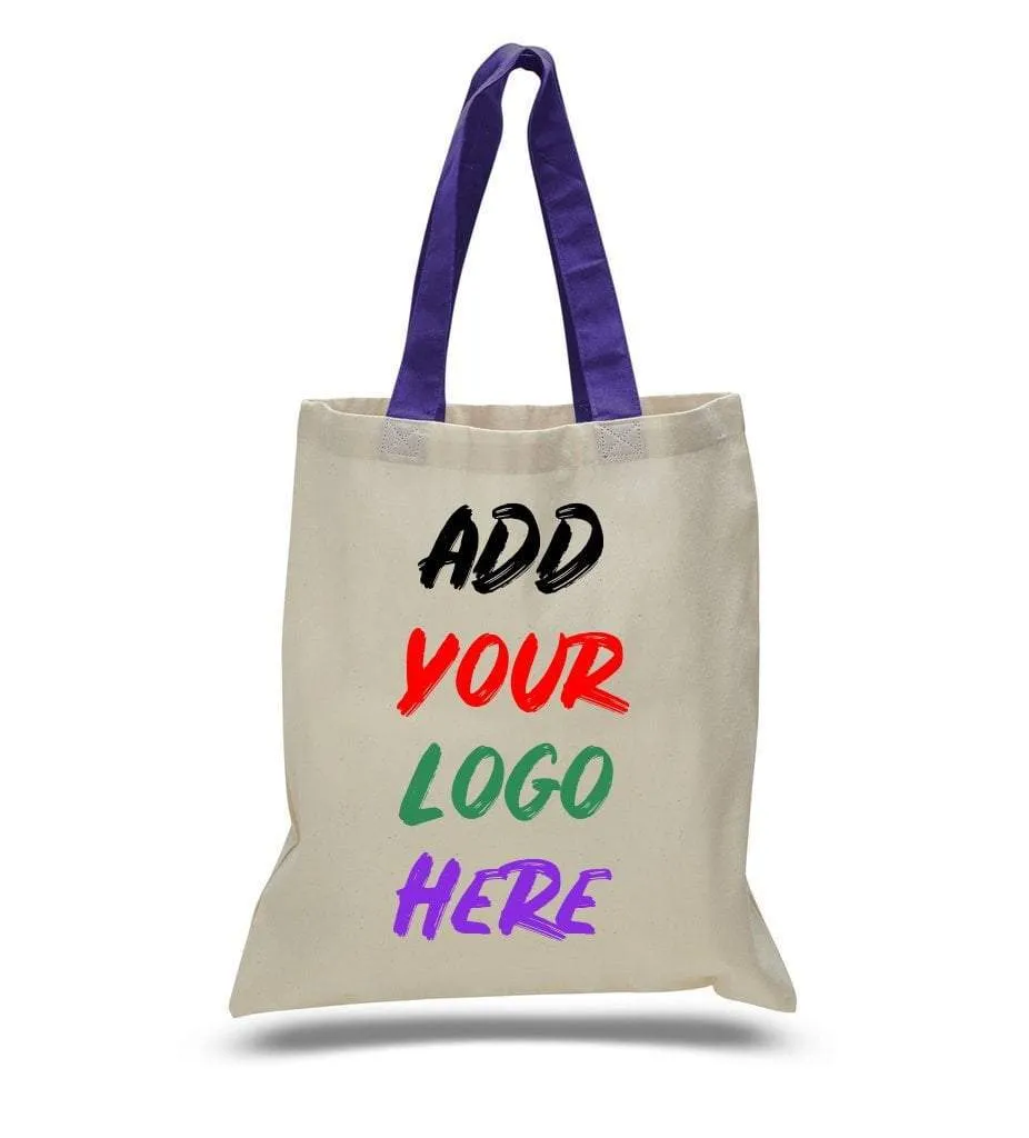 CUSTOM TOTE BAG WITH COLOR HANDLES 100% COTTON