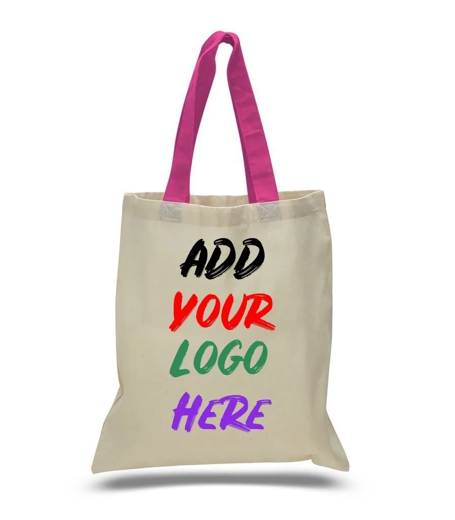 CUSTOM TOTE BAG WITH COLOR HANDLES 100% COTTON