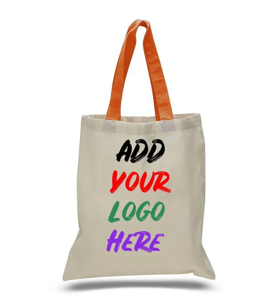 CUSTOM TOTE BAG WITH COLOR HANDLES 100% COTTON