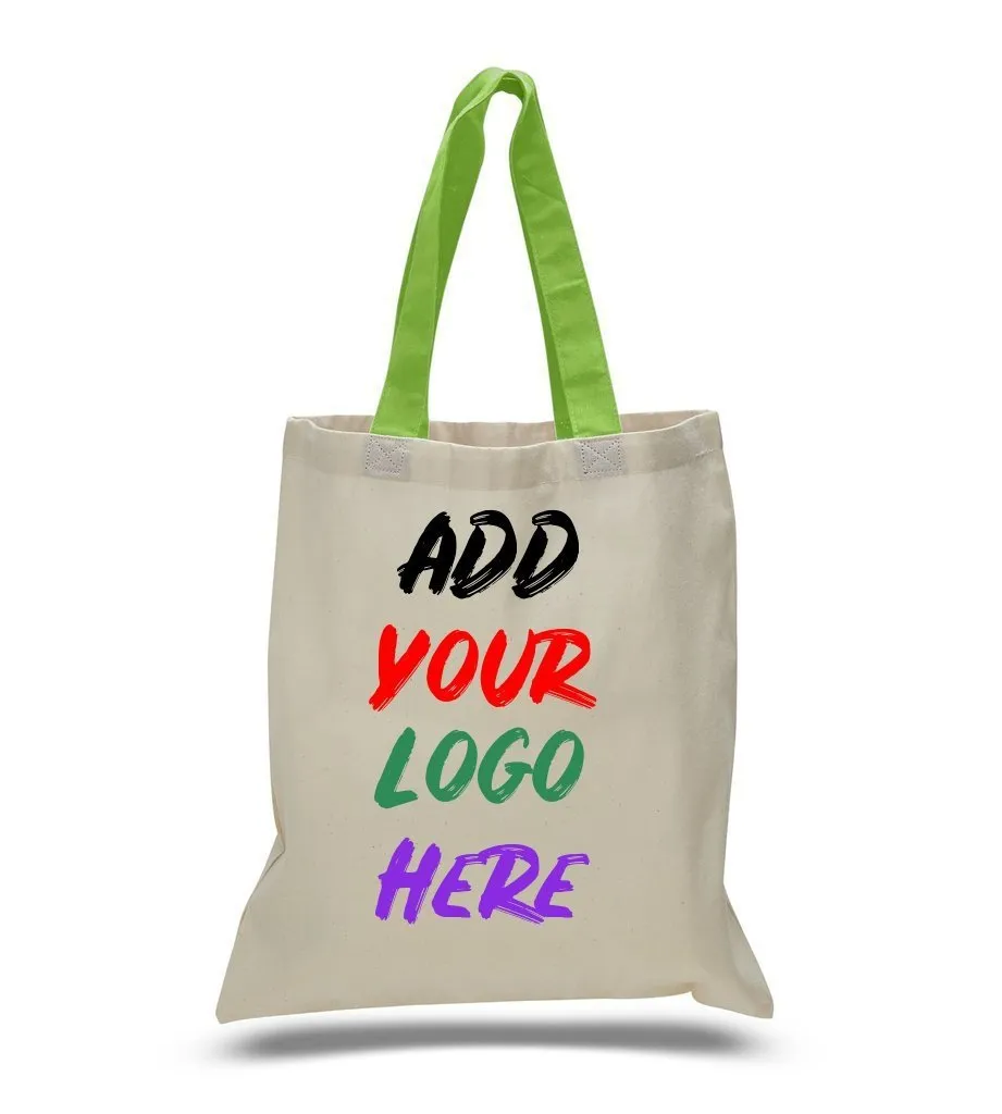 CUSTOM TOTE BAG WITH COLOR HANDLES 100% COTTON