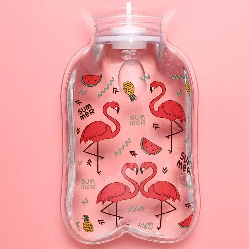 Cute Flamingo Transparent Small Rubber Hot Water Bottle Bag