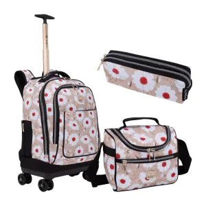 Daisy 8-Wheels School Backpack Trolley Set (Lunch bag & Pencil Case)