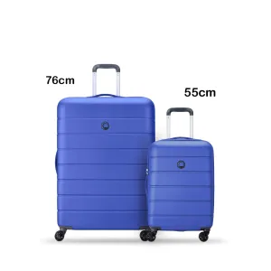 Delsey Lagos 2Piece SET 55 76cm Hardcase 4 Double Wheel Cabin & Check-In Luggage Trolley Deep Blue