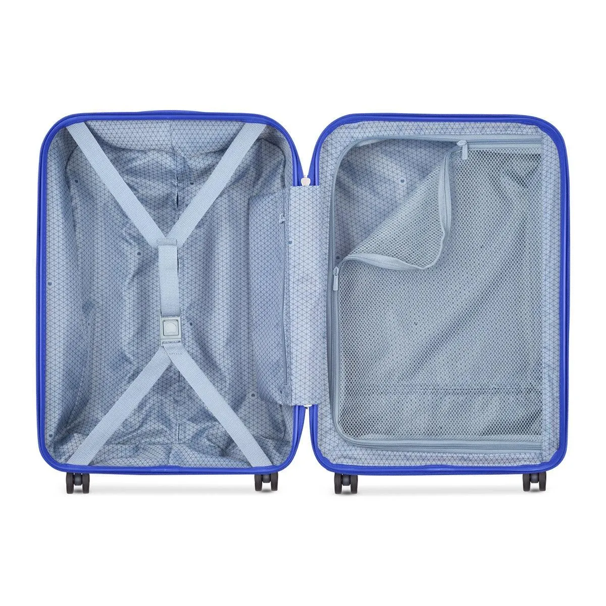 Delsey Lagos 2Piece SET 55 76cm Hardcase 4 Double Wheel Cabin & Check-In Luggage Trolley Deep Blue