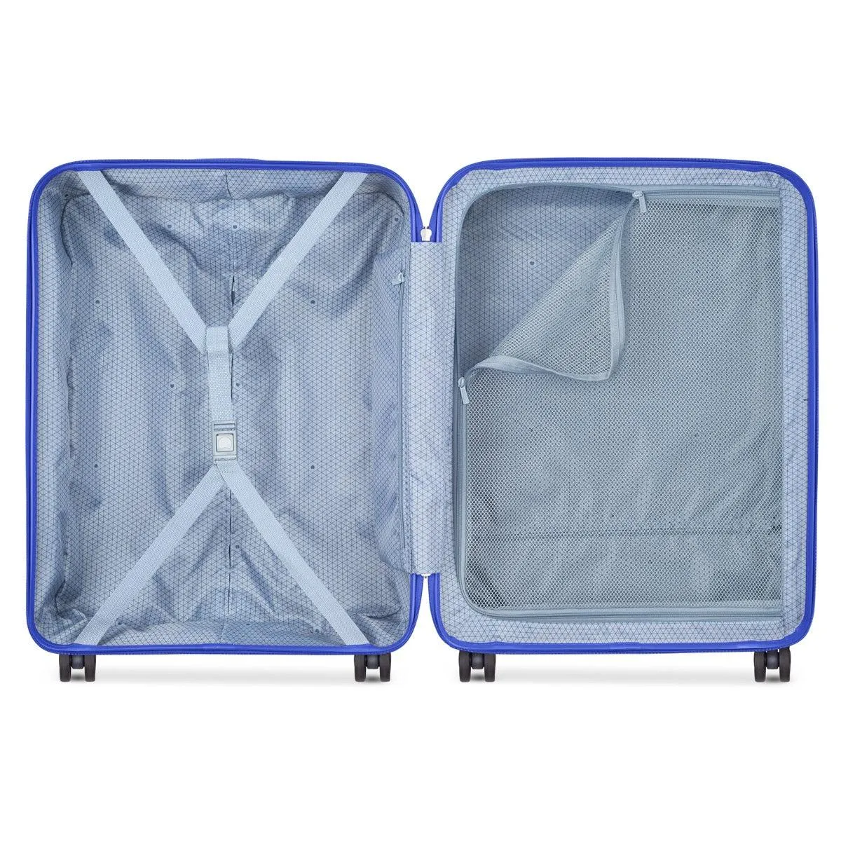 Delsey Lagos 2Piece SET 55 76cm Hardcase 4 Double Wheel Cabin & Check-In Luggage Trolley Deep Blue