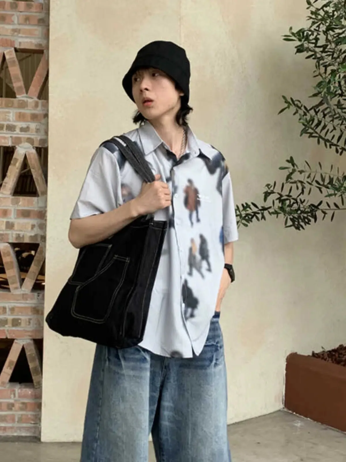 Denim Pocket Canvas Tote Bag