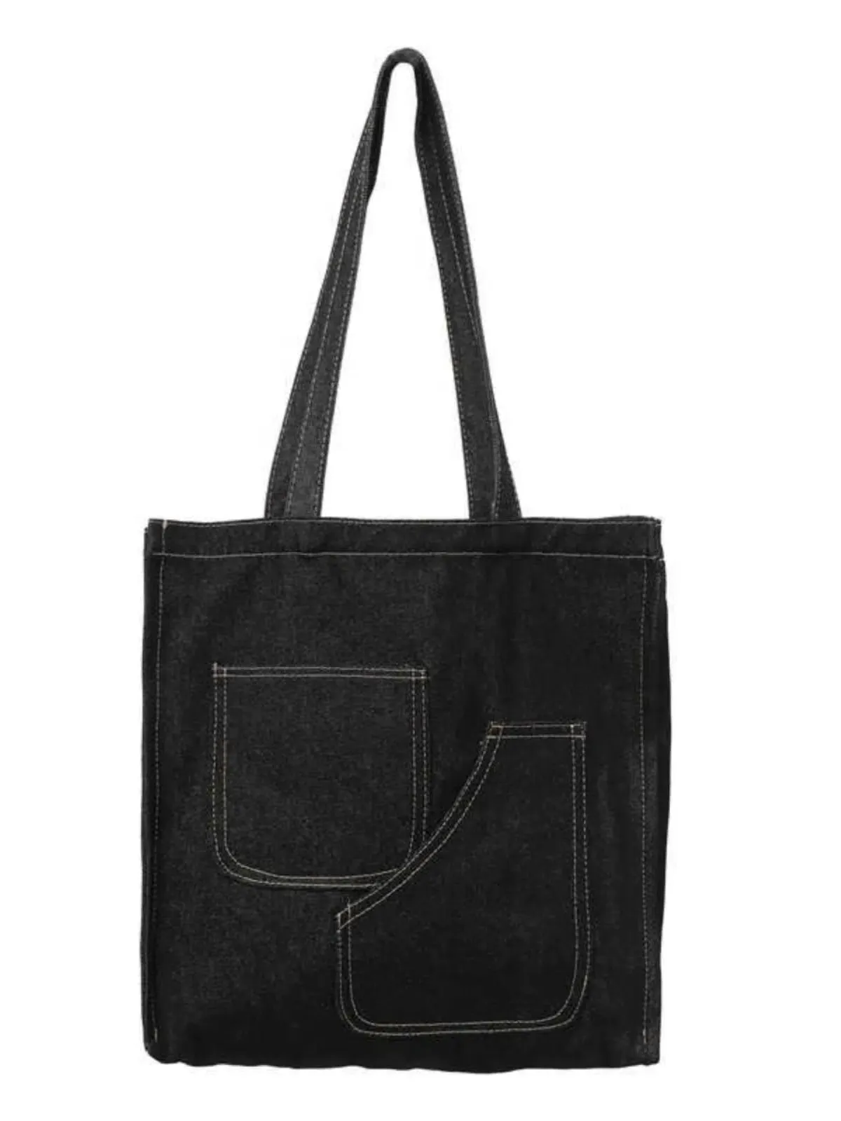 Denim Pocket Canvas Tote Bag