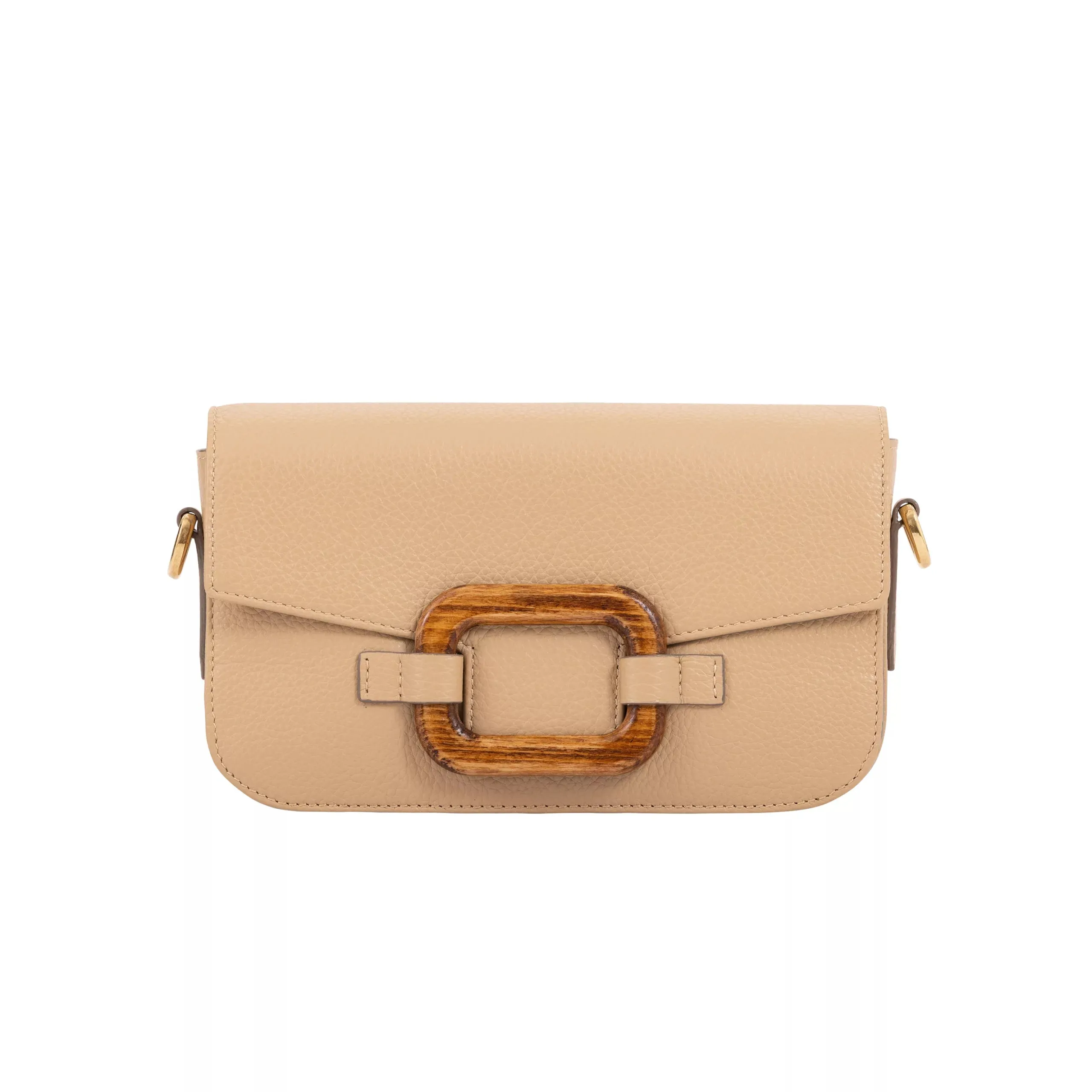 Deya Crossbody in Desert Nappa with a Wood Ring Detail by Cape Cobra