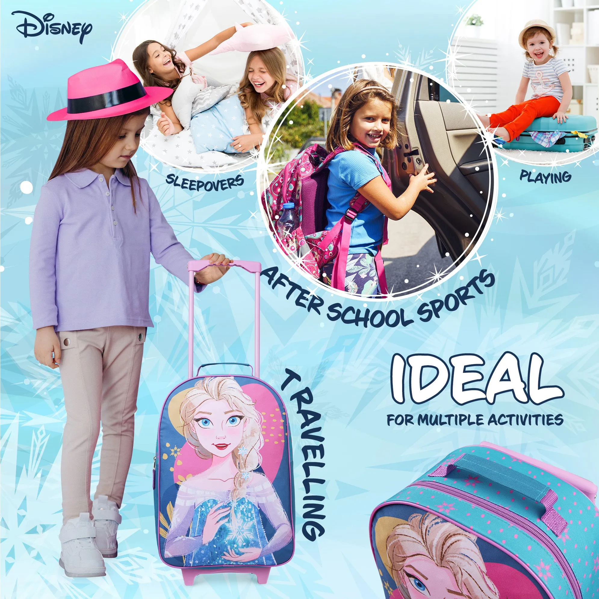 Disney Elsa Suitcase for Girls Carry On Travel Bag with Wheels  - Frozen