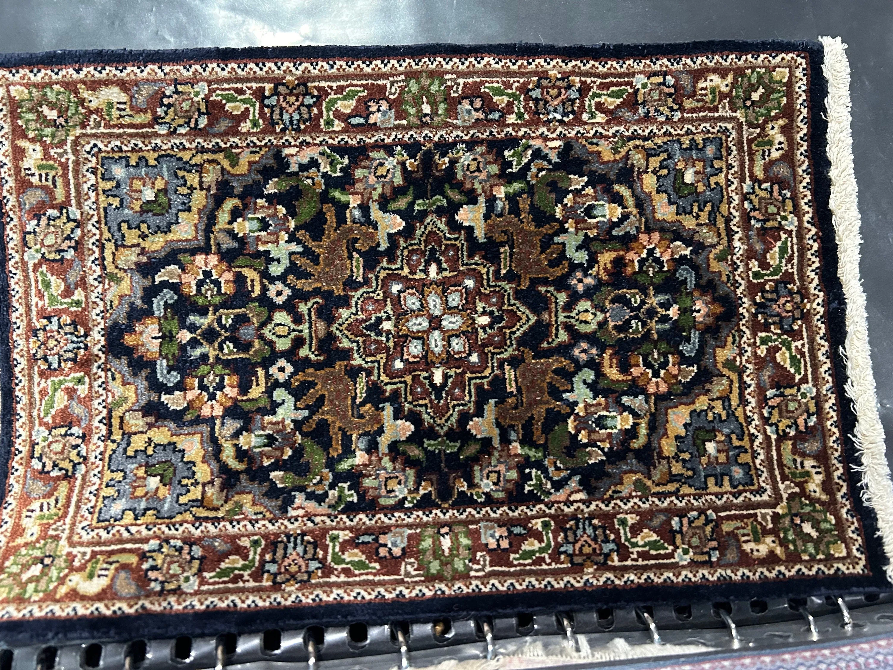 Dollhouse Miniature ~ Large Barry Dawson Carpet in Black & Greens with Blue  - Lee Lefkowitz Estate