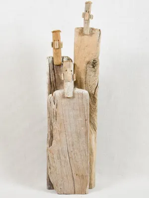 Driftwood totem sculpture by JP Dreano - 3 characters 25¼"