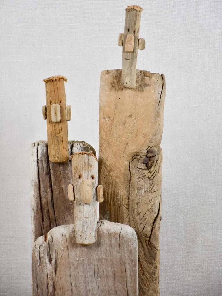 Driftwood totem sculpture by JP Dreano - 3 characters 25¼"