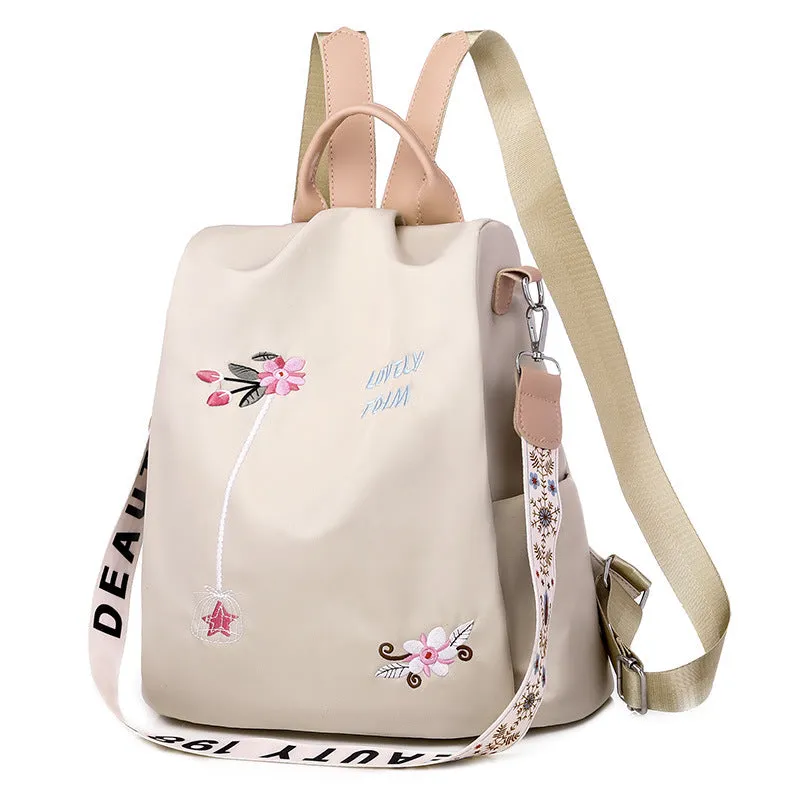 Embroidered Travel Bag Light Lady Backpack