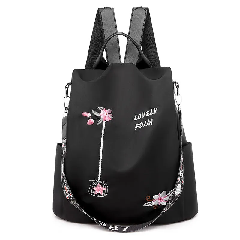 Embroidered Travel Bag Light Lady Backpack