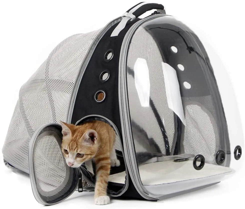 Expandable Cat Carrier Backpack, Space Capsule Transparent Bubble Pet Carrier for Small Dog, Pet Hiking Traveling Backpack