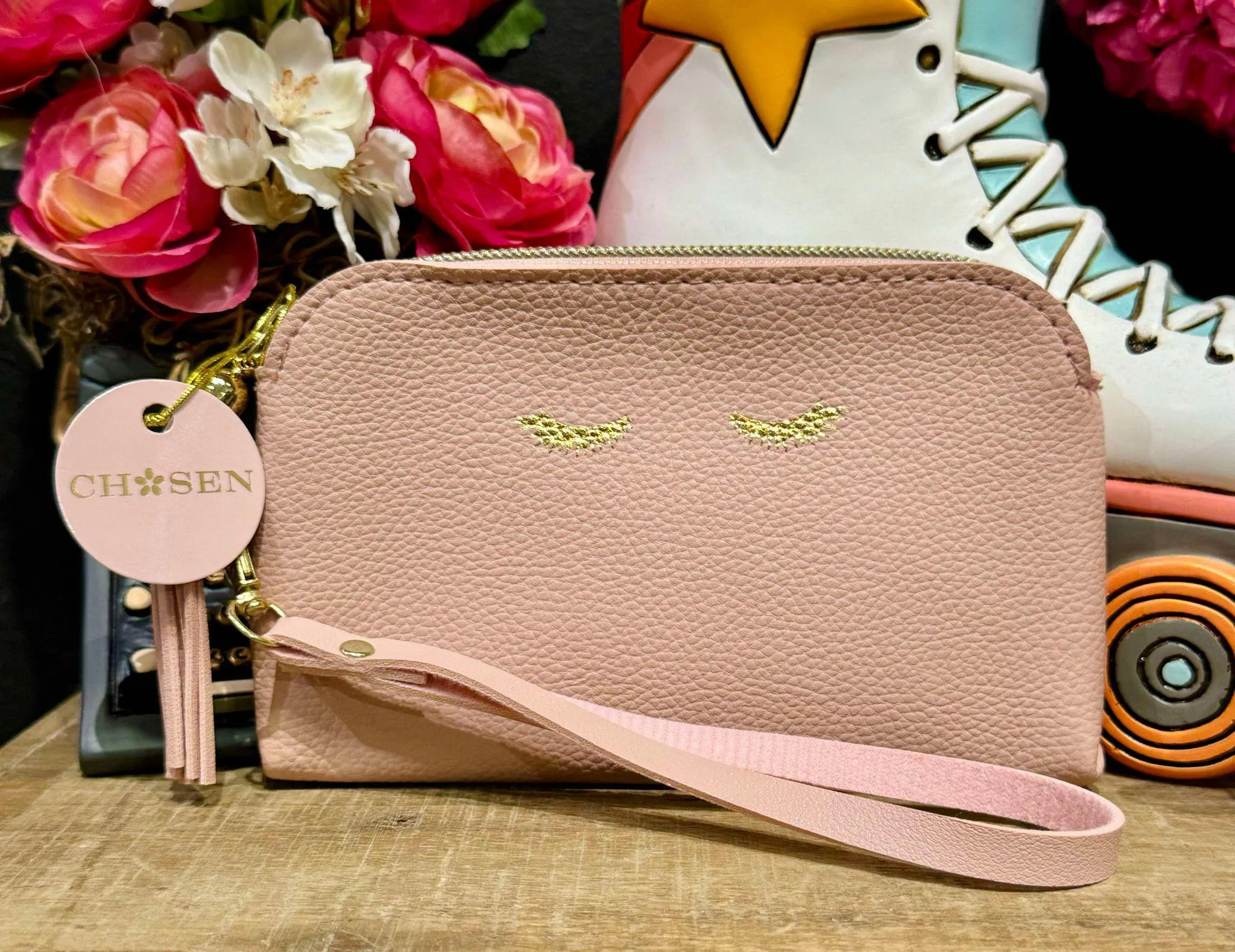 Eye Lashes Pink Chosen Wristlet