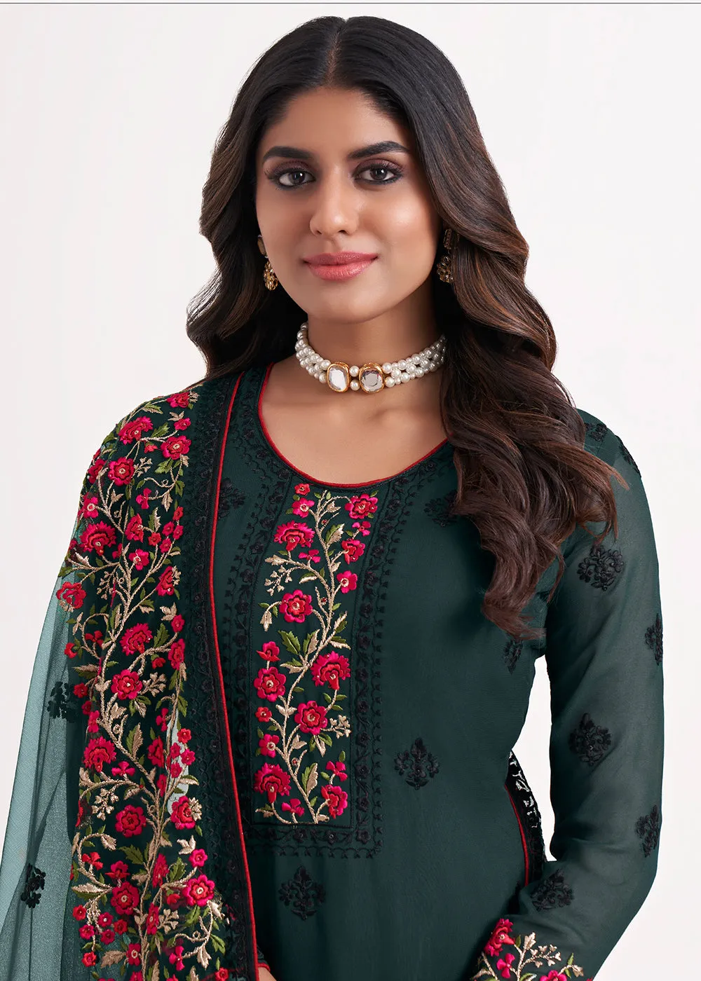 Fancy Gorgeous Green Eid Festive Salwar Suit