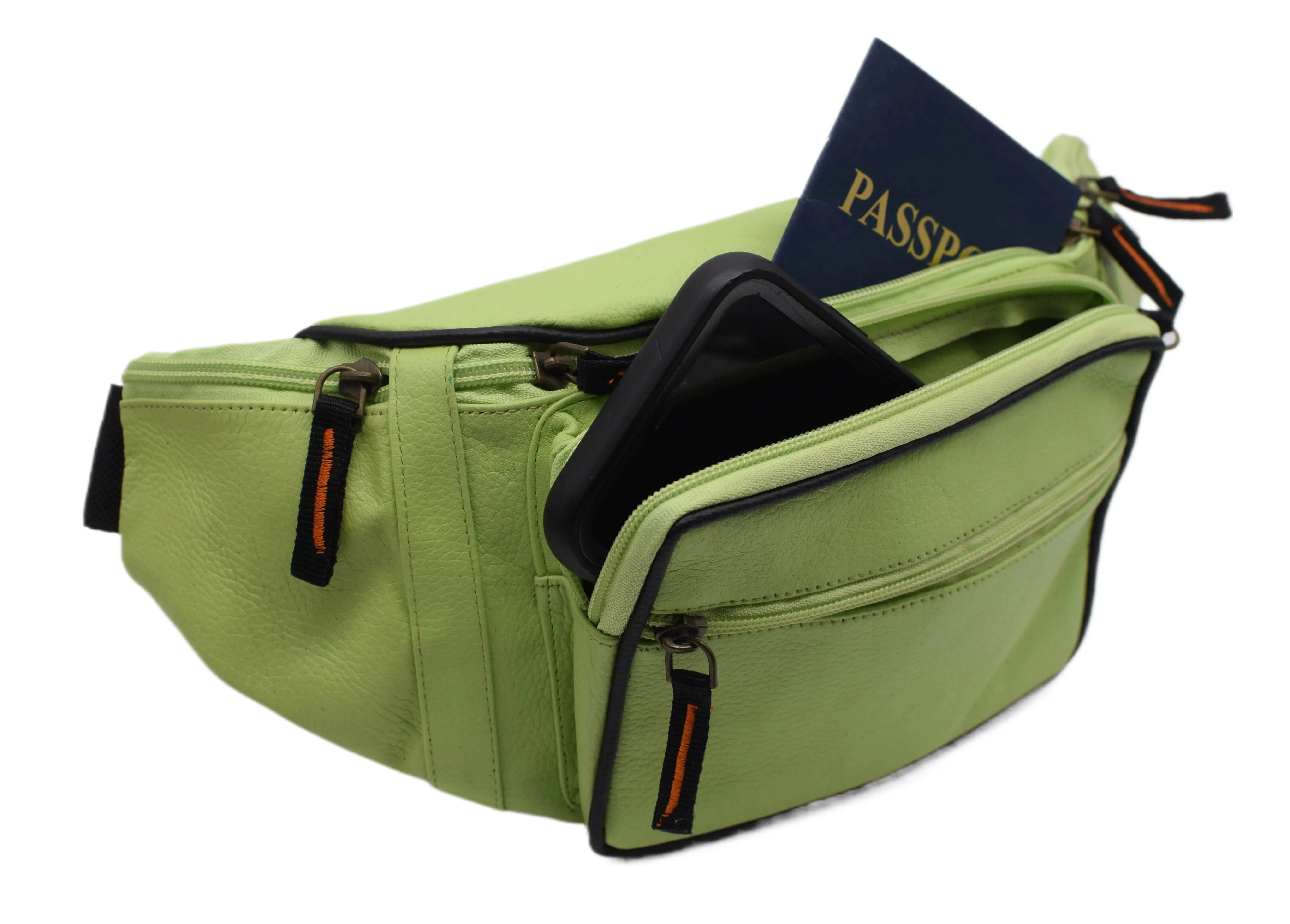 Fanny Pack Waist Bag Genuine Pebbled Leather Travel Hiking Sports Colors