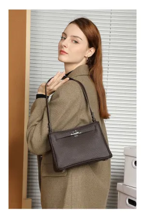 Fashion lock simple single underarm cross body kelly bag 2917 coffee